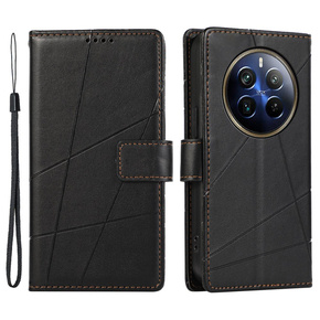 Калъф с капак за Realme 12 Pro 5G / 12 Pro+ 5G, Leather Line Wallet, черен