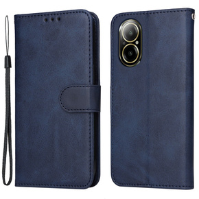 Калъф с капак за Realme C67, Leather Wallet, тъмносин