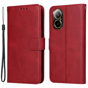 Калъф с капак за Realme C67, Leather Wallet, червен