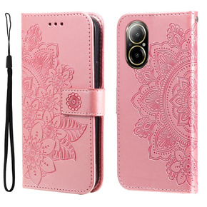 Калъф с капак за Realme C67, Mandala, розов rose gold