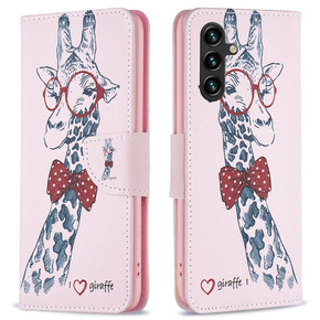 Калъф с капак за Samsung Galaxy A05s, Wallet, giraffe, розов