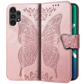 Калъф с капак за Samsung Galaxy A13 4G, Butterfly, розов