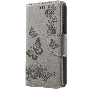 Калъф с капак за Samsung Galaxy J3 2016, Butterfly, сив