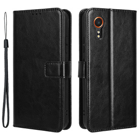 Калъф с капак за Samsung Galaxy Xcover 7, Crazy Horse Wallet, черен