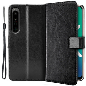 Калъф с капак за Sony Xperia 1 IV, Crazy Horse Wallet, черен