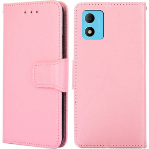 Калъф с капак за TCL 305i, PU Leather Wallet Case, розов