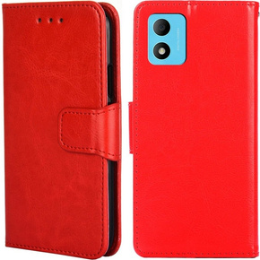 Калъф с капак за TCL 305i, PU Leather Wallet Case, червен