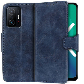 Калъф с капак за Xiaomi 11T / 11T Pro, Split Leather Wallet, син