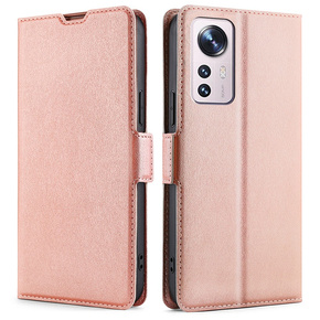 Калъф с капак за Xiaomi 12 Pro, Wallet, розов rose gold