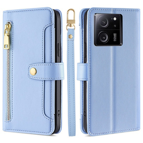 Калъф с капак за Xiaomi 13T / 13T Pro / Redmi K60 Ultra, Wallet Zipper Pocket, син