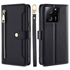 Калъф с капак за Xiaomi 13T / 13T Pro / Redmi K60 Ultra, Wallet Zipper Pocket, черен