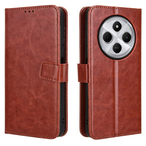 Калъф с капак за Xiaomi Redmi 14C, Crazy Horse Wallet, кафяв