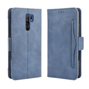 Калъф с капак за Xiaomi Redmi 9, Card Slot, син