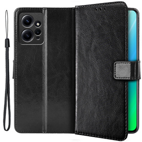 Калъф с капак за Xiaomi Redmi Note 12 4G, Crazy Horse Wallet, черен