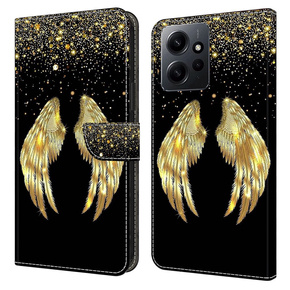 Калъф с капак за Xiaomi Redmi Note 12 4G, Wallet Wings, златен