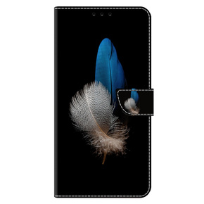 Калъф с капак за Xiaomi Redmi Note 12 4G, Wallet, feathers, черен