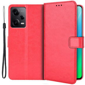 Калъф с капак за Xiaomi Redmi Note 12 Pro+ 5G, Crazy Horse Wallet, червен