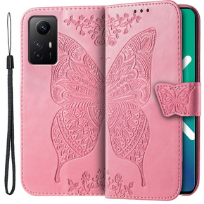 Калъф с капак за Xiaomi Redmi Note 12S, Butterfly, розов