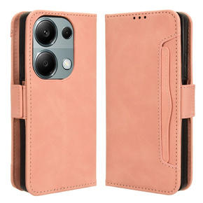 Калъф с капак за Xiaomi Redmi Note 13 Pro 4G, Card Slot, розов