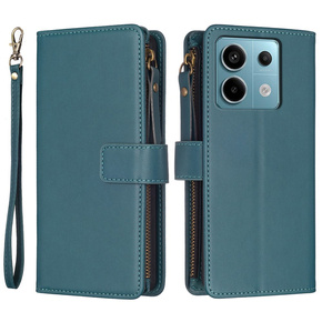 Калъф с капак за Xiaomi Redmi Note 13 Pro 4G, Wallet Zipper Pocket, зелен