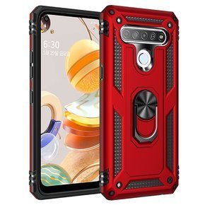 брониран калъф за LG K61, Nox Case Ring, червен