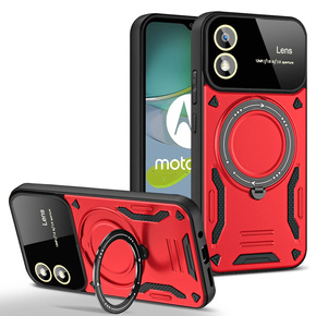 брониран калъф за Motorola Moto G24 / G24 Power / G04, Magnetic Ring, червен