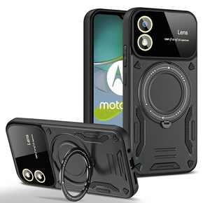 брониран калъф за Motorola Moto G24 / G24 Power / G04, Magnetic Ring, черен