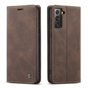 CASEME калъф за Samsung Galaxy S21 FE, Leather Wallet Case, кафе