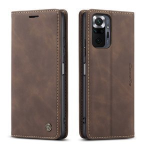 CASEME калъф за Xiaomi Redmi Note 10 Pro, Leather Wallet Case, кафе