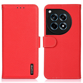 KHAZNEH RFID калъф за OnePlus 12R, Litchi Texture, червен