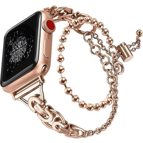 Kobieca bransoleta do Apple Watch 1/2/3/4/5/6/7/8/SE/ULTRA 42/44/45/49mm, Różowe złoto