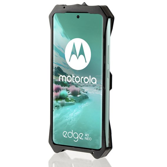 Брониран калъф за Motorola Edge 40 Neo, Aluminum Alloy, черен