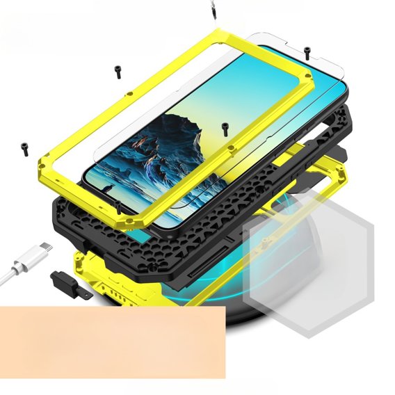 Брониран калъф за Samsung Galaxy S22, R-JUST CamShield Slide, жълт