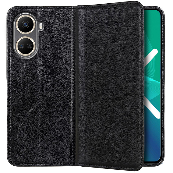 Калъфи за Huawei Nova 10 SE, Wallet Litchi Leather, черен