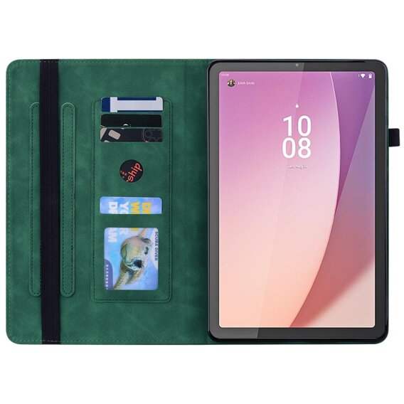 Калъфи за Lenovo Tab M9, Wallet Pen Slot, зелен