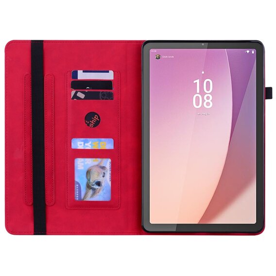 Калъфи за Lenovo Tab M9, Wallet Pen Slot, червен