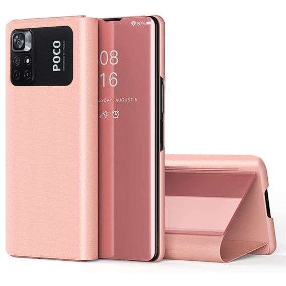 Калъфи за Xiaomi Poco M4 Pro 4G, Clear View, розов rose gold