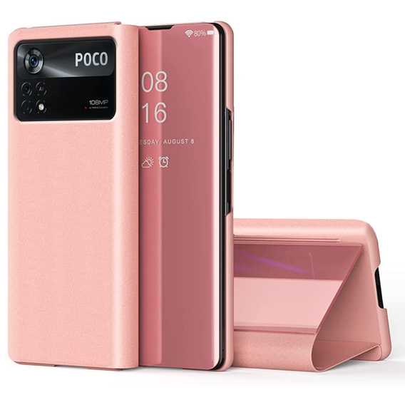 Калъфи за Xiaomi Poco X4 Pro 5G, Clear View, розов rose gold