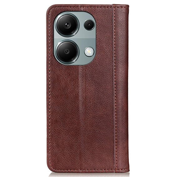 Калъфи за Xiaomi Redmi Note 13 Pro 4G, Wallet Litchi Leather, кафяв