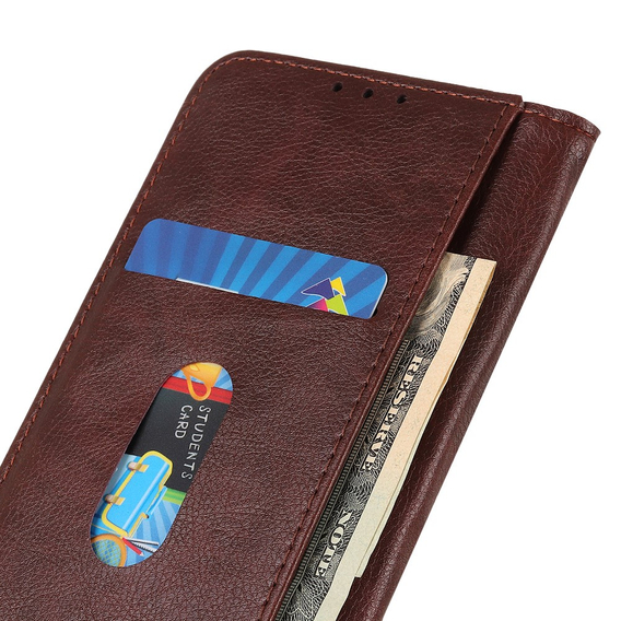 Калъфи за Xiaomi Redmi Note 13 Pro 4G, Wallet Litchi Leather, кафяв