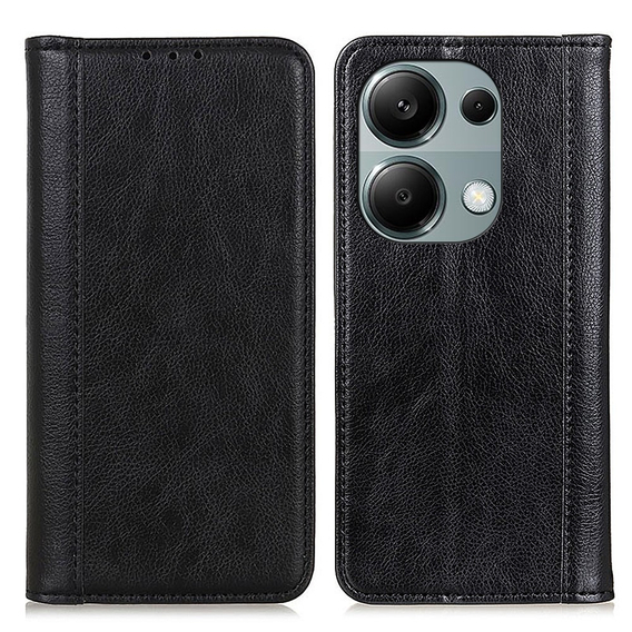 Калъфи за Xiaomi Redmi Note 13 Pro 4G, Wallet Litchi Leather, черен