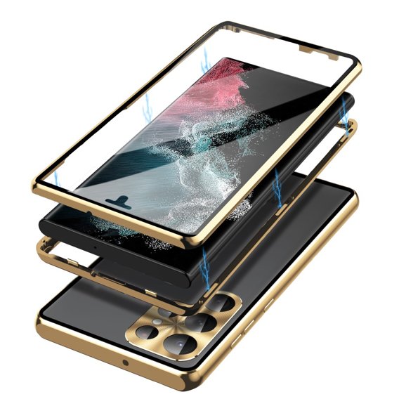 Калъфът за Samsung Galaxy S23 Ultra, Magnetic Dual Glass, златен