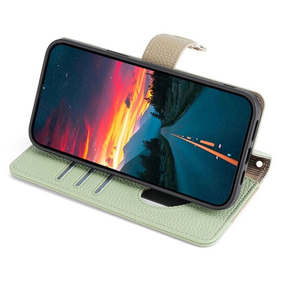 Калъфът с цип Wallet Zipper Pocket за Motorola Edge 40 Neo 5G, Wallet Zipper Pocket, с огледало, зелен