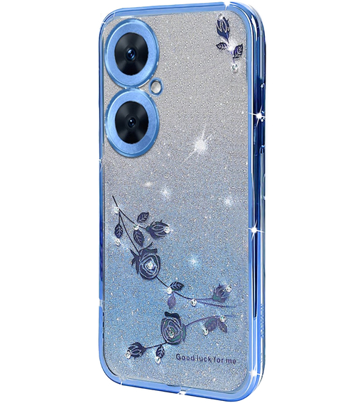 Калъф за OnePlus Nord CE 3 Lite 5G, Glitter Flower, син