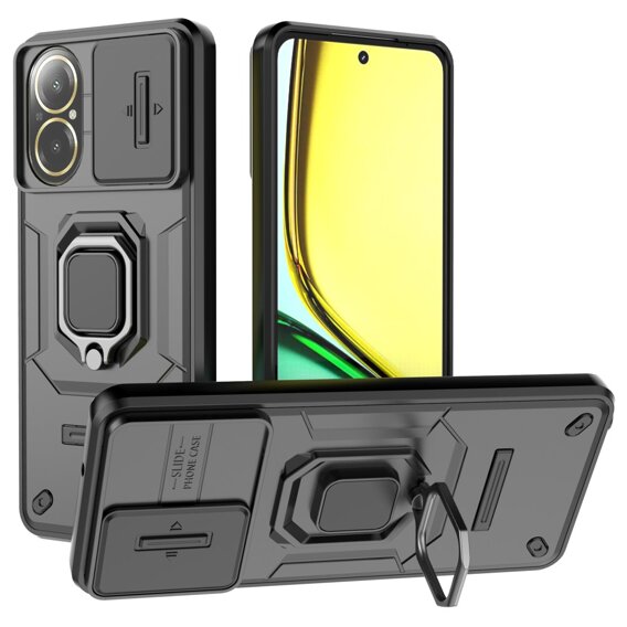 Калъф за Realme C67 4G, KickStand Camera Lens, черен