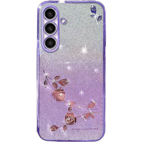 Калъф за Samsung Galaxy S23 FE, Glitter Flower, лилав