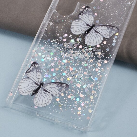 Калъф за Samsung Galaxy S24 Ultra, Glitter Butterfly, бял