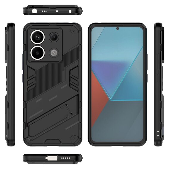 Калъф за Xiaomi Redmi Note 13 Pro 5G, Military kickstand, черен