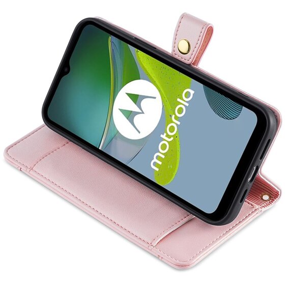 Калъф с капак за Motorola Edge 40 Neo, Wallet Zipper Pocket, розов