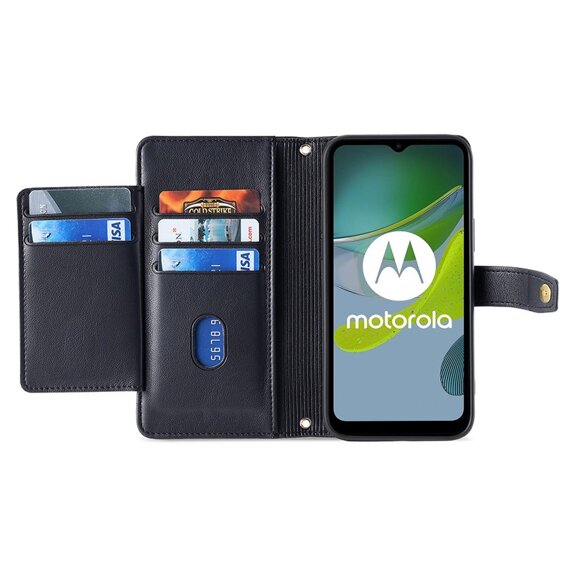 Калъф с капак за Motorola Edge 40 Neo, Wallet Zipper Pocket, черен